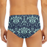 Blue And Teal Damask Pattern Print Men's Triangle Swim Briefs