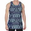 Blue And Teal Damask Pattern Print Men's Velvet Tank Top