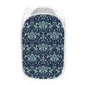 Blue And Teal Damask Pattern Print Mesh Laundry Hamper