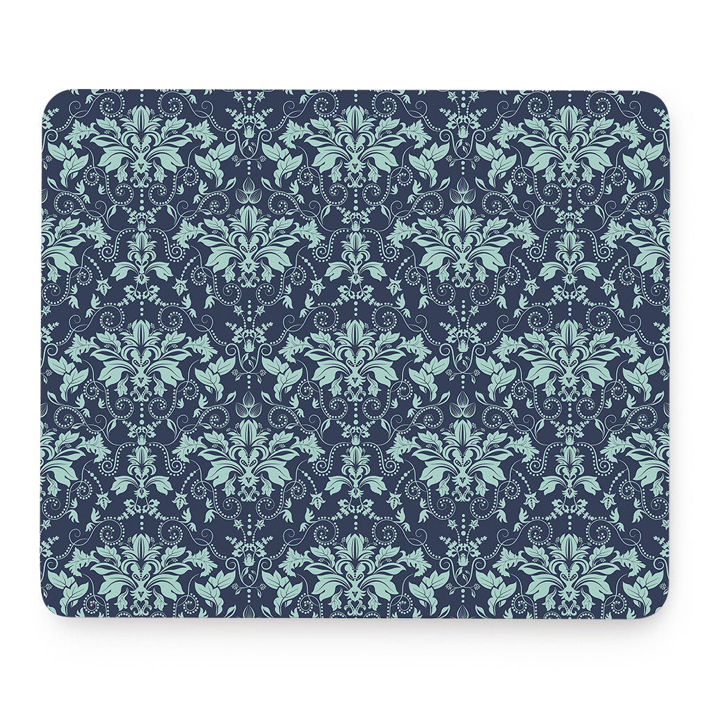 Blue And Teal Damask Pattern Print Mouse Pad