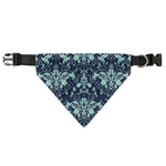 Blue And Teal Damask Pattern Print Over The Collar Dog Bandana