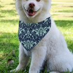 Blue And Teal Damask Pattern Print Over The Collar Dog Bandana