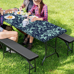 Blue And Teal Damask Pattern Print Picnic Table Cover