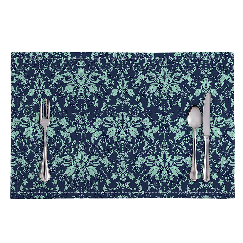 Blue And Teal Damask Pattern Print Placemat