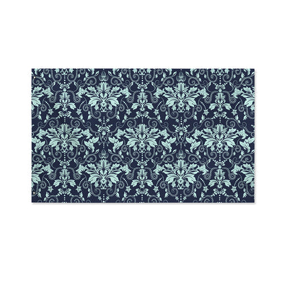Blue And Teal Damask Pattern Print Polyester Flag