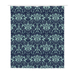 Blue And Teal Damask Pattern Print Polyester Shower Curtain