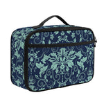 Blue And Teal Damask Pattern Print Portable Lunch Bag