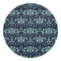 Blue And Teal Damask Pattern Print Round Blanket