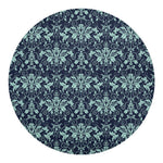 Blue And Teal Damask Pattern Print Round Blanket