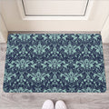 Blue And Teal Damask Pattern Print Rubber Doormat