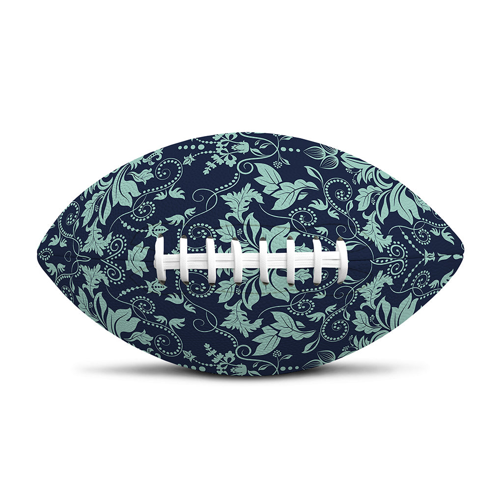 Blue And Teal Damask Pattern Print Rugby Ball