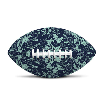 Blue And Teal Damask Pattern Print Rugby Ball