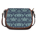 Blue And Teal Damask Pattern Print Saddle Bag