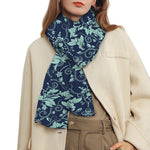 Blue And Teal Damask Pattern Print Scarf