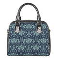 Blue And Teal Damask Pattern Print Shoulder Handbag
