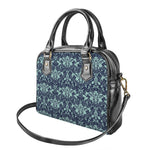 Blue And Teal Damask Pattern Print Shoulder Handbag