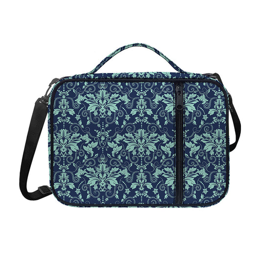 Blue And Teal Damask Pattern Print Shoulder Strap Bible Bag