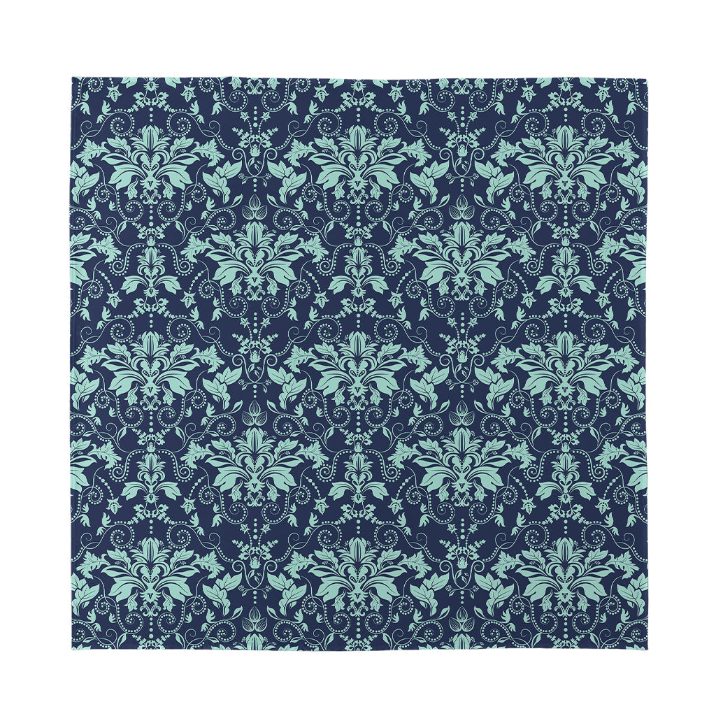Blue And Teal Damask Pattern Print Silk Bandana