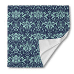 Blue And Teal Damask Pattern Print Silk Bandana