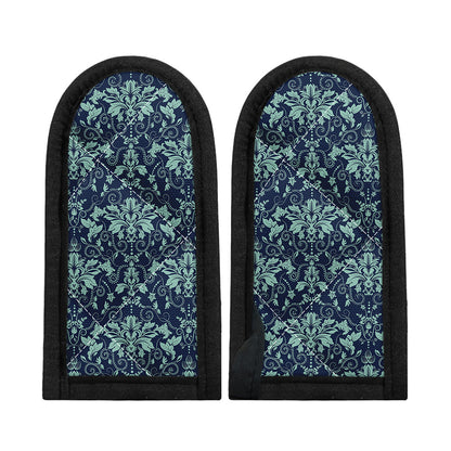 Blue And Teal Damask Pattern Print Skillet Handle Cover
