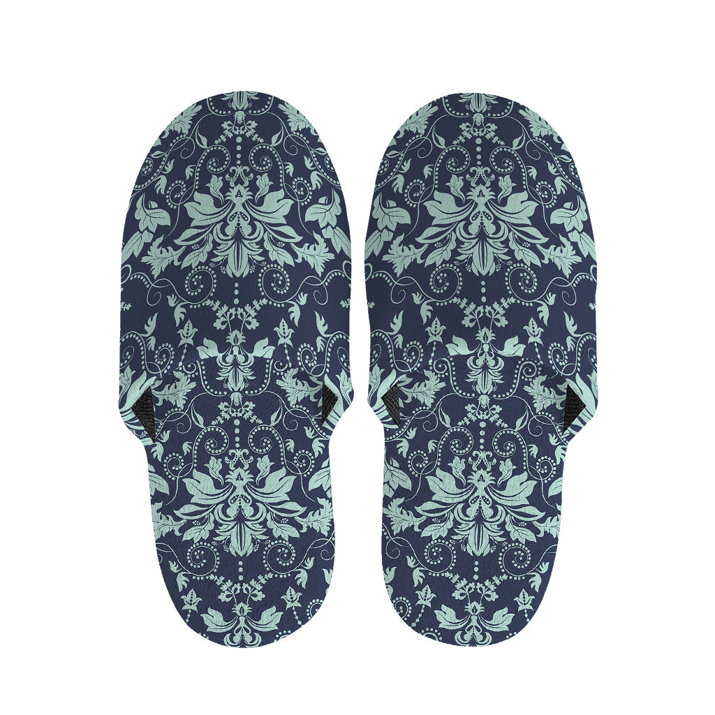 Blue And Teal Damask Pattern Print Slippers