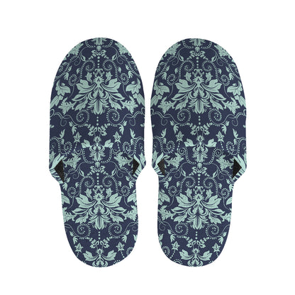 Blue And Teal Damask Pattern Print Slippers