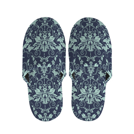 Blue And Teal Damask Pattern Print Slippers