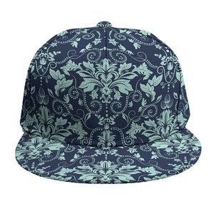 Blue And Teal Damask Pattern Print Snapback Cap