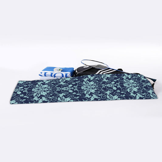 Blue And Teal Damask Pattern Print Sports Towel