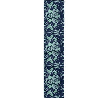 Blue And Teal Damask Pattern Print Table Runner
