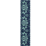 Blue And Teal Damask Pattern Print Table Runner