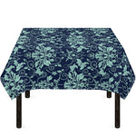 Blue And Teal Damask Pattern Print Tablecloth