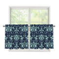 Blue And Teal Damask Pattern Print Tier Curtains
