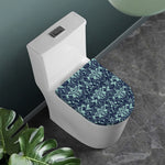 Blue And Teal Damask Pattern Print Toilet Lid Cover