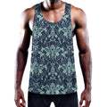 Blue And Teal Damask Pattern Print Men's Workout Tank Top