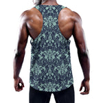 Blue And Teal Damask Pattern Print Training Tank Top
