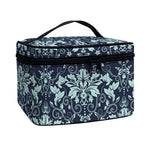 Blue And Teal Damask Pattern Print Travel Makeup Bag