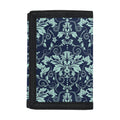 Blue And Teal Damask Pattern Print Trifold Wallet