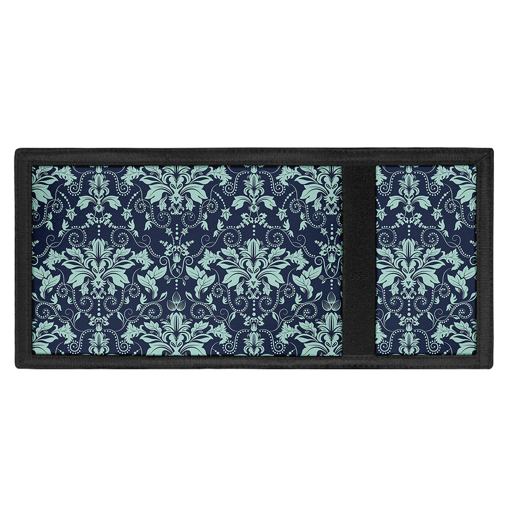 Blue And Teal Damask Pattern Print Trifold Wallet
