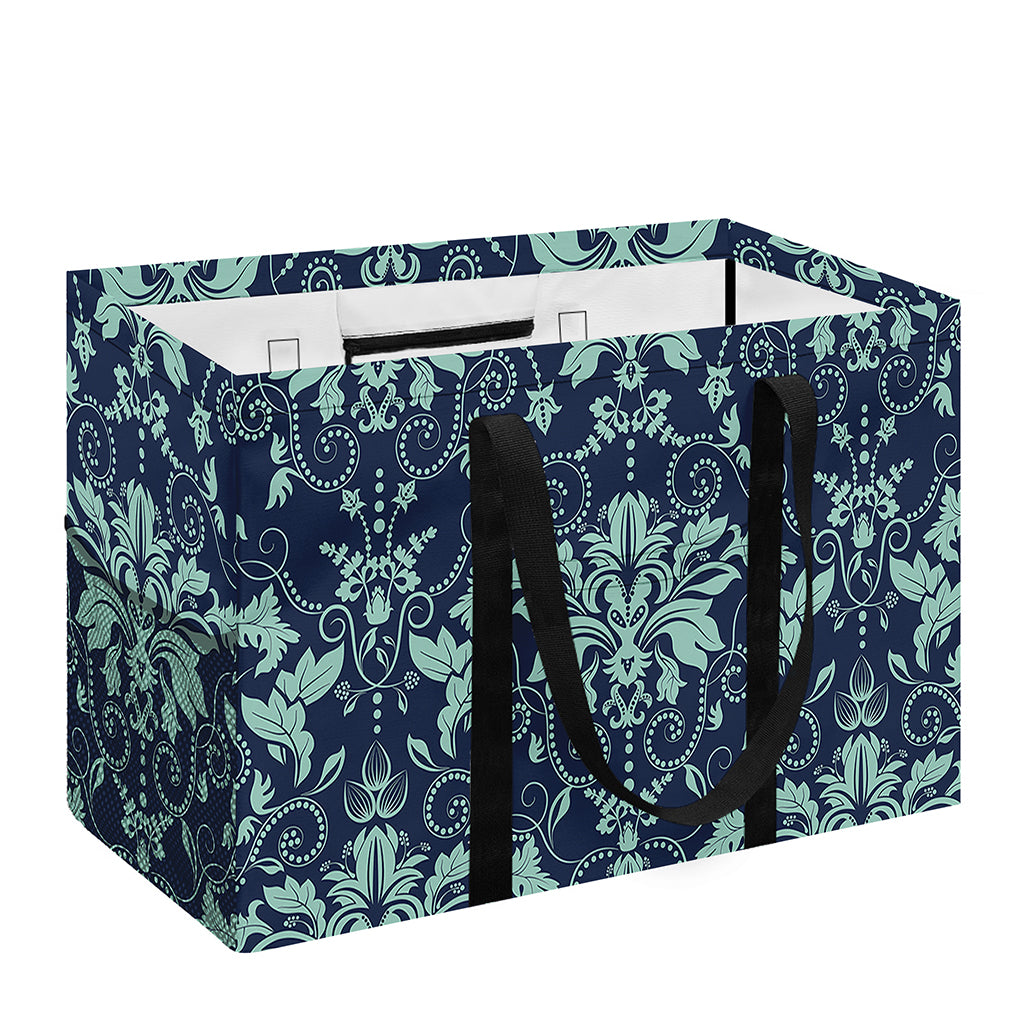 Blue And Teal Damask Pattern Print Utility Tote Bag