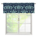 Blue And Teal Damask Pattern Print Window Valance