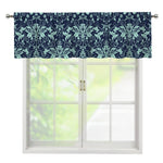 Blue And Teal Damask Pattern Print Window Valance