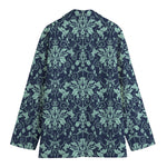Blue And Teal Damask Pattern Print Women's Blazer