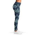 Blue And Teal Damask Pattern Print Women's Leggings