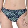 Blue And Teal Damask Pattern Print Women's Thong