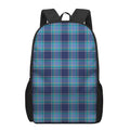 Blue And Teal Tartan Pattern Print 17 Inch Backpack