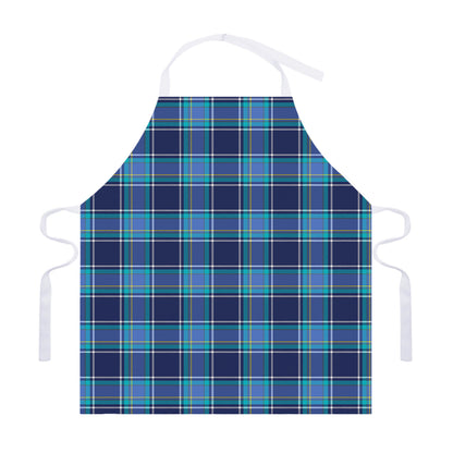 Blue And Teal Tartan Pattern Print Adjustable Apron