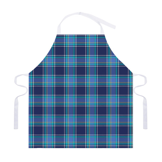 Blue And Teal Tartan Pattern Print Adjustable Apron