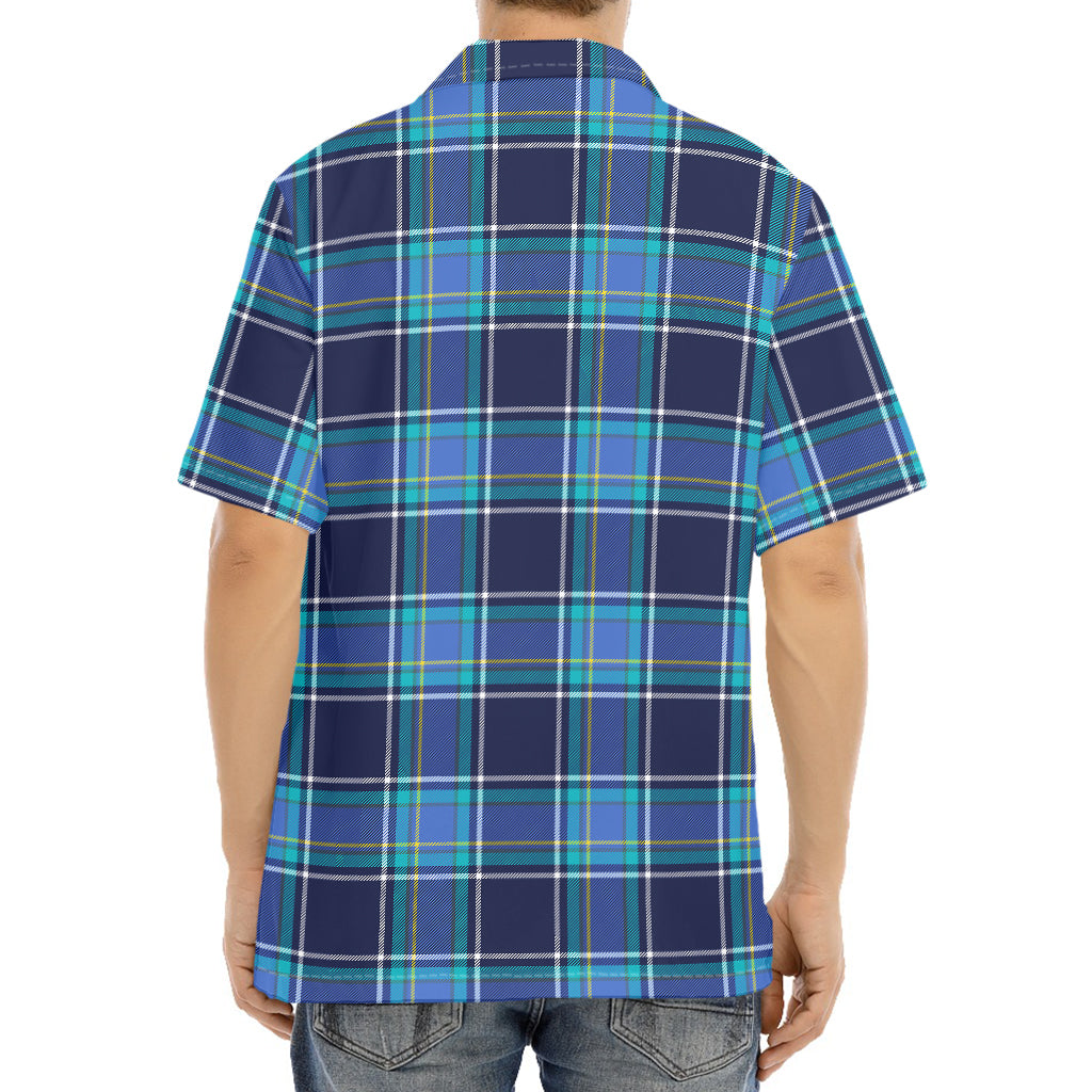 Blue And Teal Tartan Pattern Print Aloha Shirt