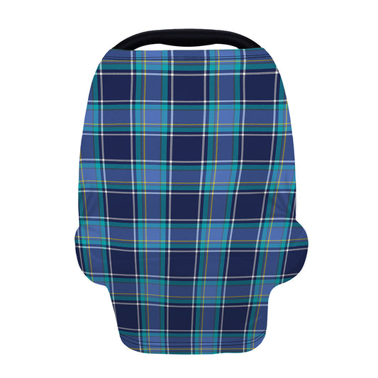 Blue And Teal Tartan Pattern Print Baby Seat Cover